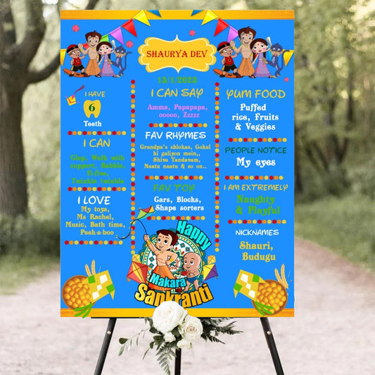 Makar Sankranti Party Customized Chalkboard/Milestone Board for Kids Party