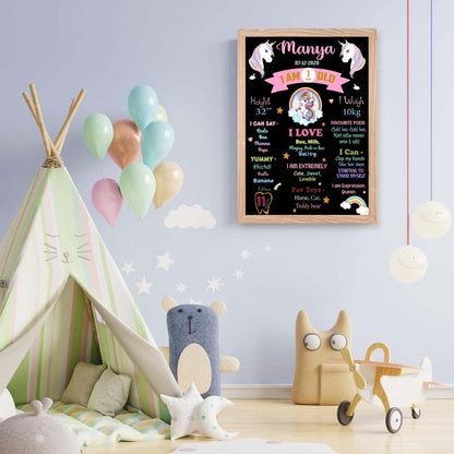 Unicorn Theme Customized Chalkboard/Milestone Board for Kids Birthday Party