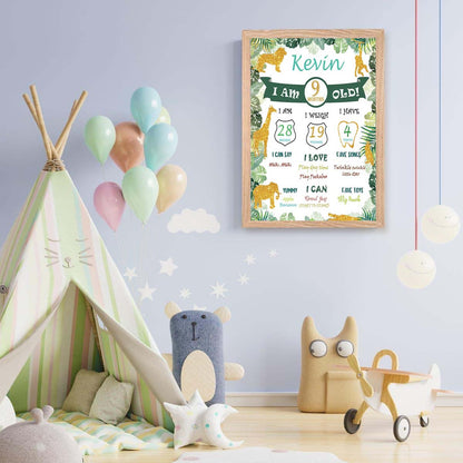 Jungle Birthday Customized Chalkboard/Milestone Board for Kids Birthday Party