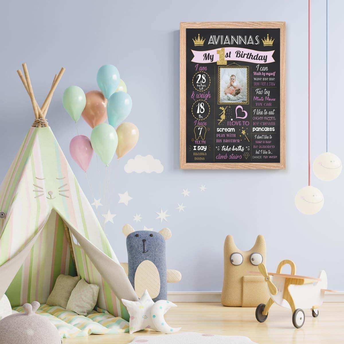 Princess Customized Chalkboard/Milestone Board for Kids Birthday Party