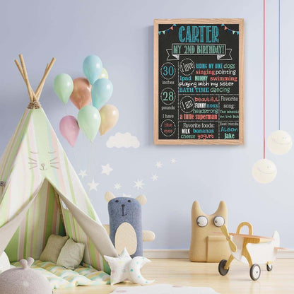 2nd Birthday Princess Customized Chalkboard/Milestone Board for Kids Birthday Party