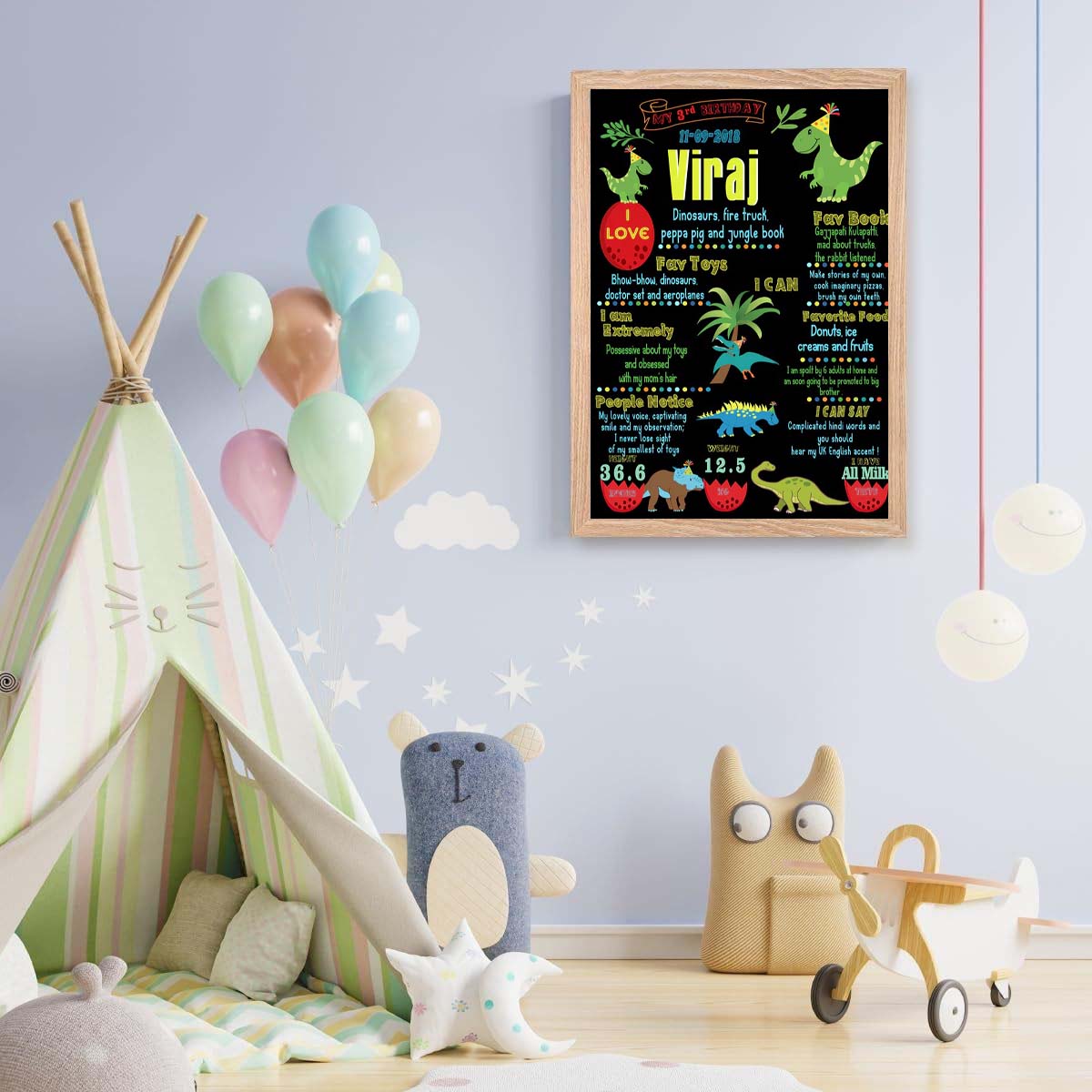Dinosaur Theme Customized Chalkboard/Milestone Board for Kids Birthday Party