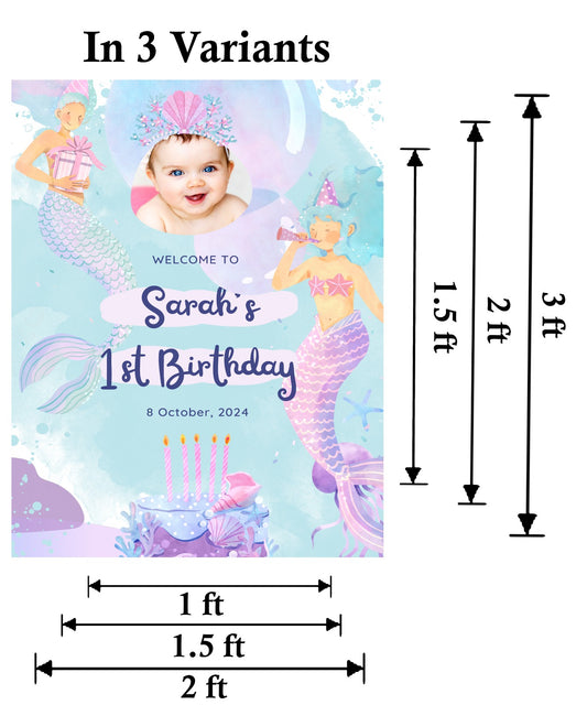 Mermaid Theme Birthday Party Welcome Board