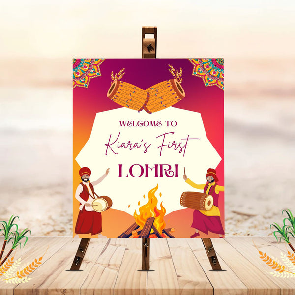 Lohri Party Welcome Board for Kids