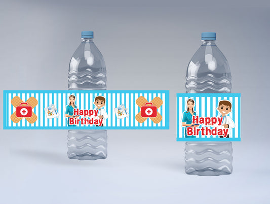 Doctor Theme Birthday Party Water Bottle Labels