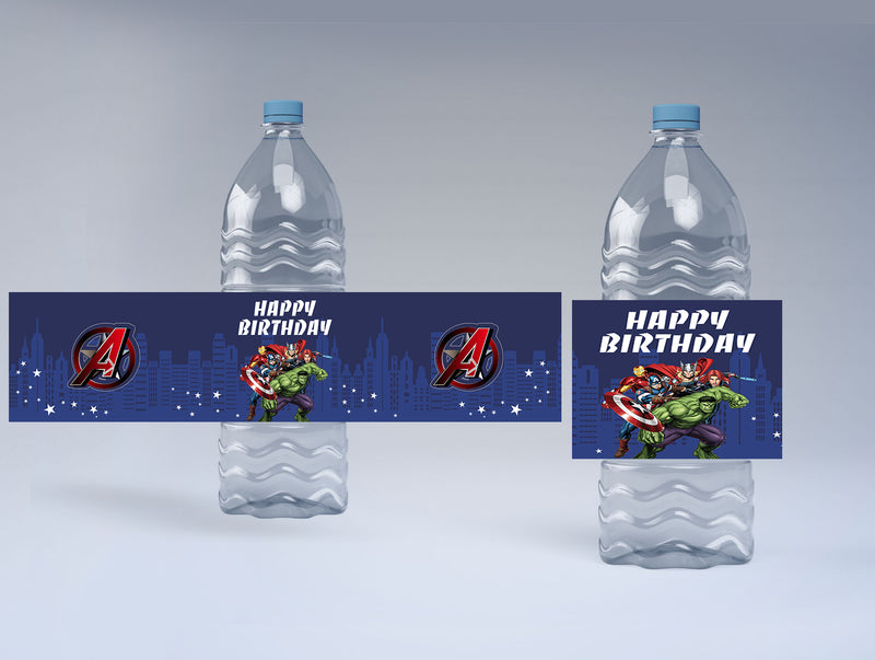 Avenger Theme Water Bottle Labels