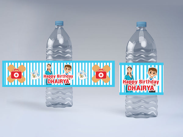 Doctor Theme Birthday Party Water Bottle Labels
