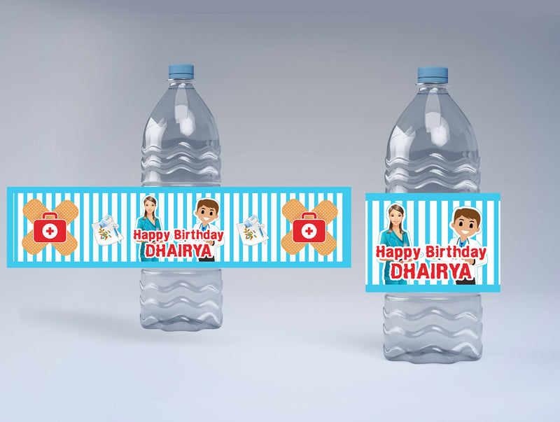 Doctor Theme Birthday Party Water Bottle Labels