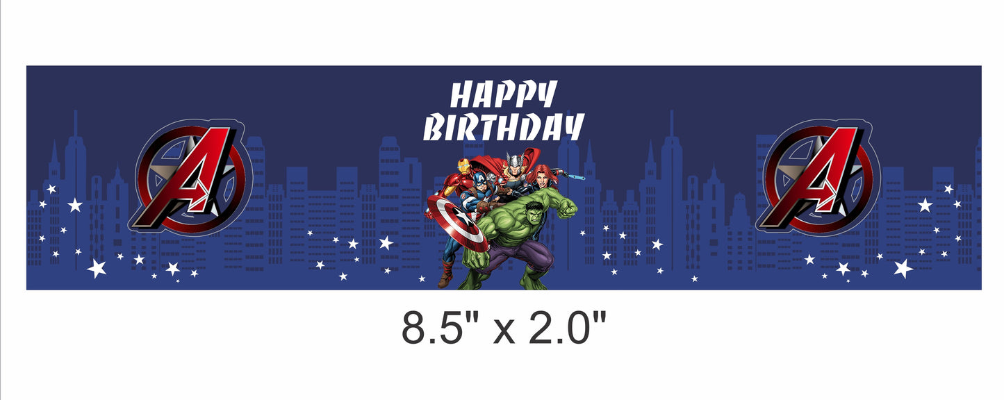 Avenger Theme Water Bottle Labels