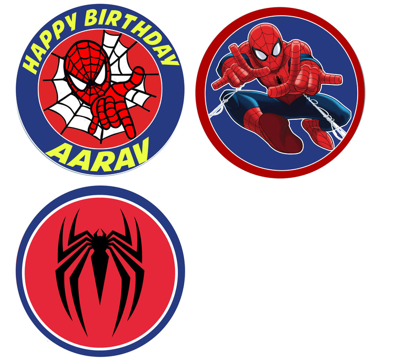 Spiderman Theme Birthday Party Cupcake Toppers