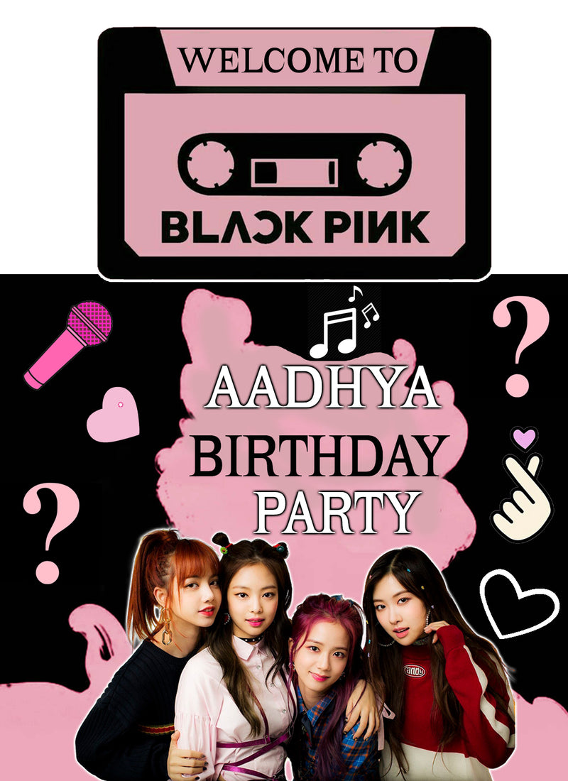 Black Pink Theme Birthday Party Welcome Board