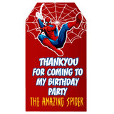 Spiderman Theme Birthday Party Thank You Gift Tags