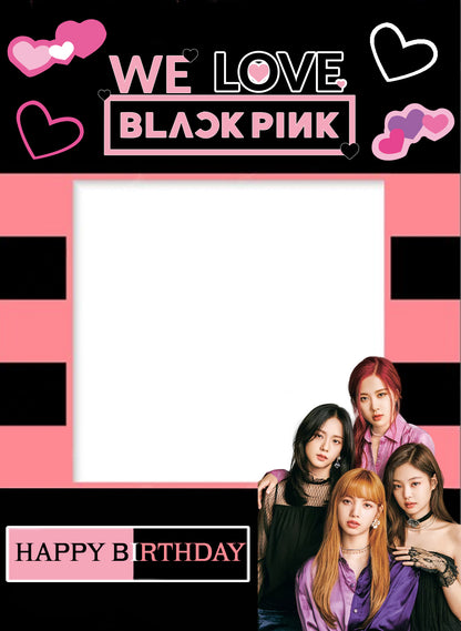 Black Pink Theme Birthday Party Selfie Photo Booth Frame