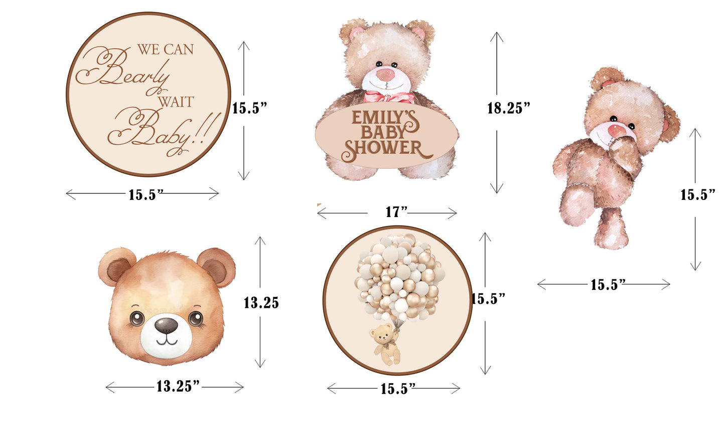 We Can Bearly Wait Baby Shower Party Cutouts 