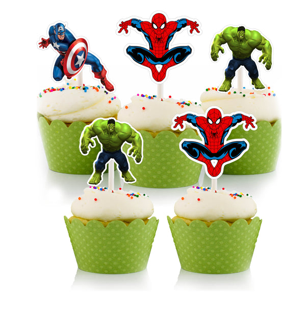 Avenger Theme Birthday Party Cupcake Toppers for Decoration