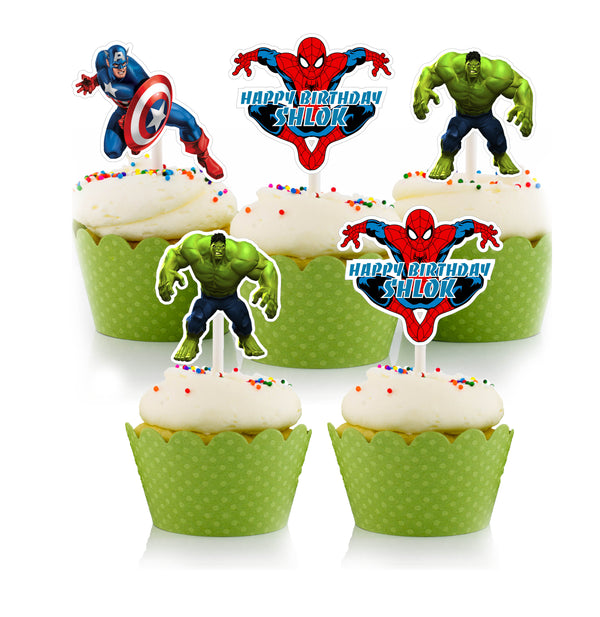Avenger Theme Birthday Party Cupcake Toppers for Decoration