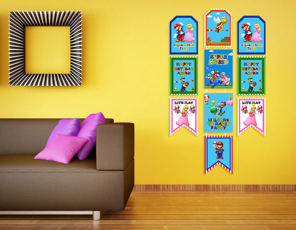 Super Mario Theme Birthday Paper Door Banner for Wall Decoration