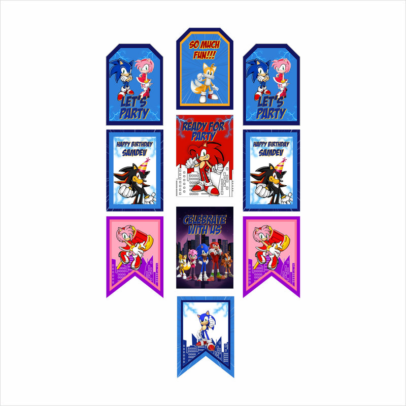 Sonic Theme Birthday Paper Door Banner for Wall Decoration