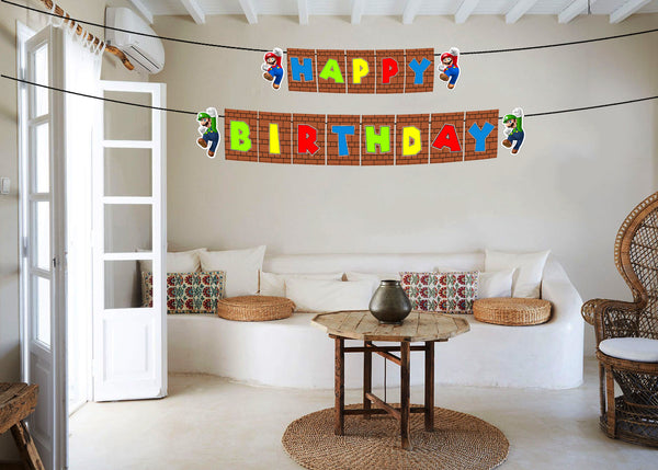 Super Mario Theme Birthday Party Banner for Decoration