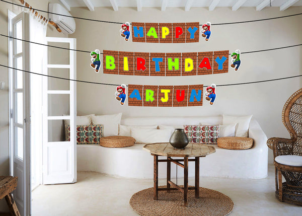Super Mario Theme Birthday Party Banner for Decoration