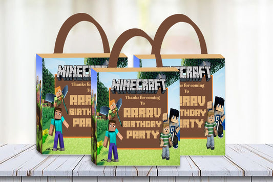 Minecraft Theme Birthday Party Gift Bags For Return Gifts