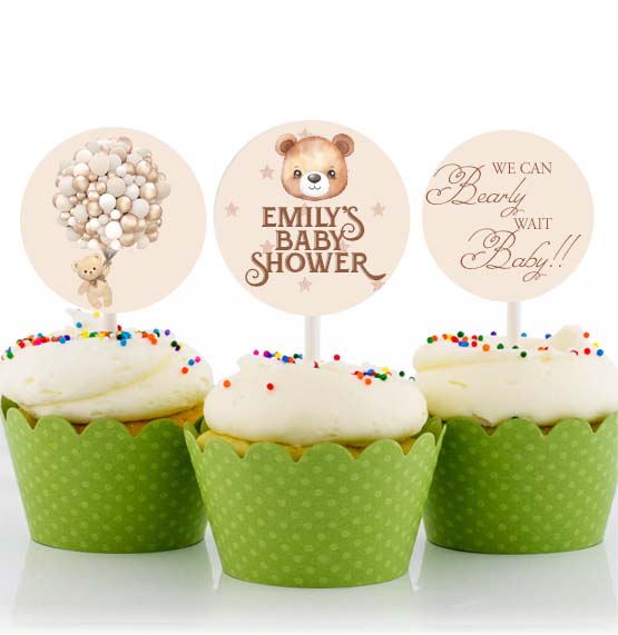 We Can Bearly Wait Party Cupcake Toppers for Decoration 