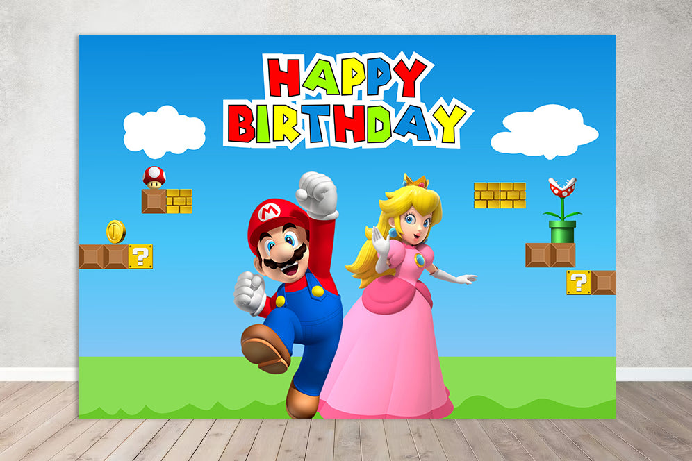 Super Mario Theme Birthday Party Backdrop