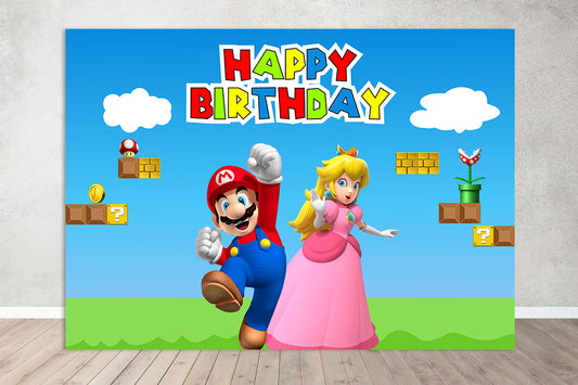 Super Mario Theme Birthday Party Backdrop