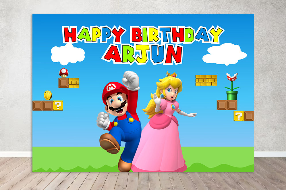 Super Mario Theme Birthday Party Backdrop