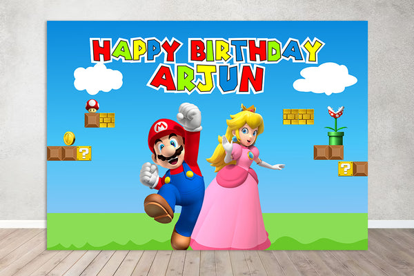 Super Mario Theme Birthday Party Backdrop