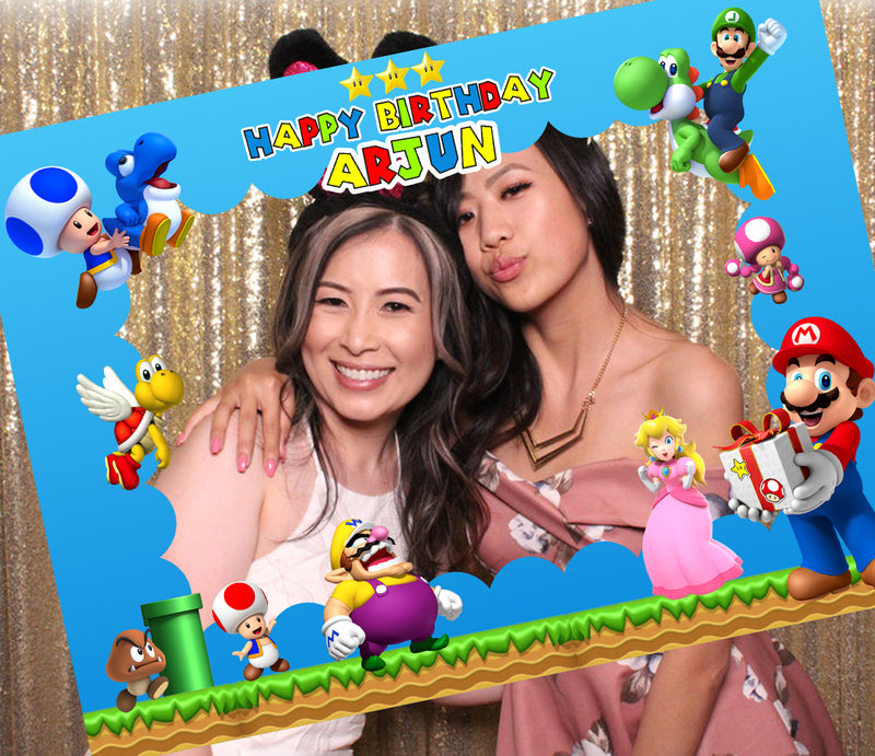 Super Mario Theme Birthday Party Selfie Photo Booth Frame