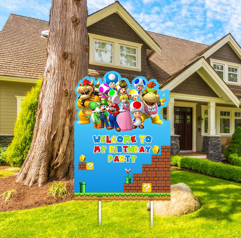 Super Mario Theme Birthday Party Welcome Board