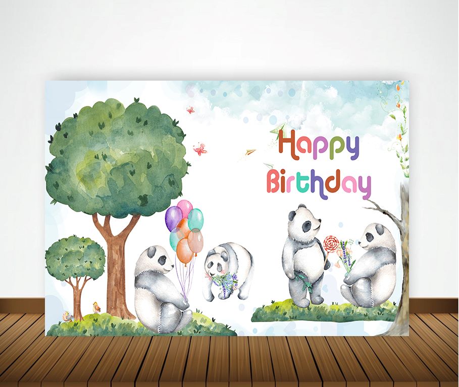 Panda Theme Birthday Party Backdrop