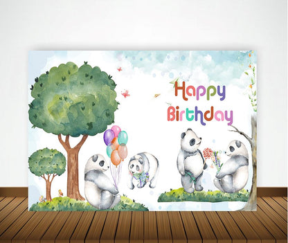 Panda Theme Birthday Party Backdrop