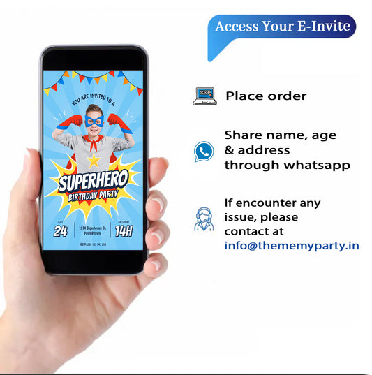 Super Hero Theme Invitation for Birthday