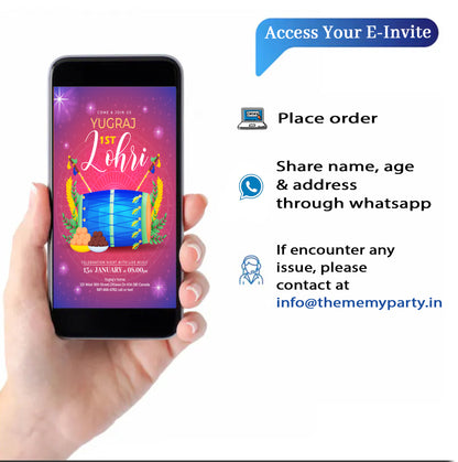 Lohri Theme Invitation for Birthday