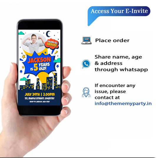 Super Hero Theme Invitation for Birthday