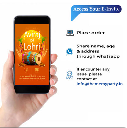 Lohri Theme Invitation for Birthday