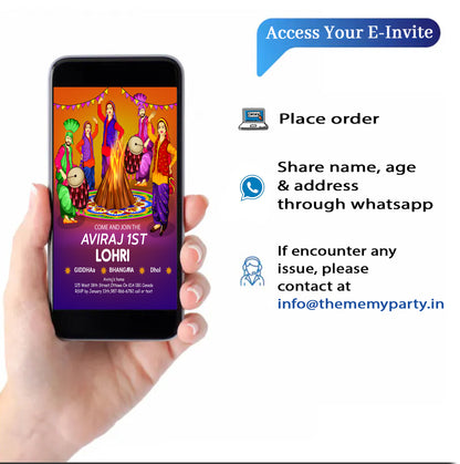 Lohri Theme Invitation for Birthday