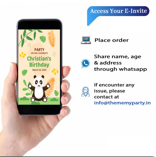 Panda Theme Invitation for Birthday