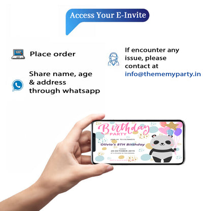 Panda Theme Invitation for Birthday
