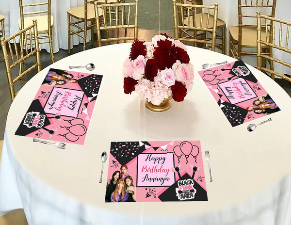 Black Pink Theme Birthday Table Mats for Decoration