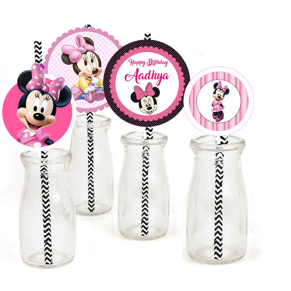 Minnie Theme Birthday Party Paper Decorative Straws