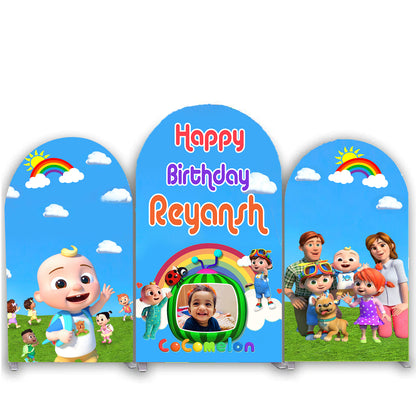 Cocomelon Theme Birthday Party Arch Backdrop