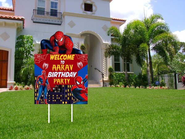 Spiderman Theme Birthday Party Welcome Board