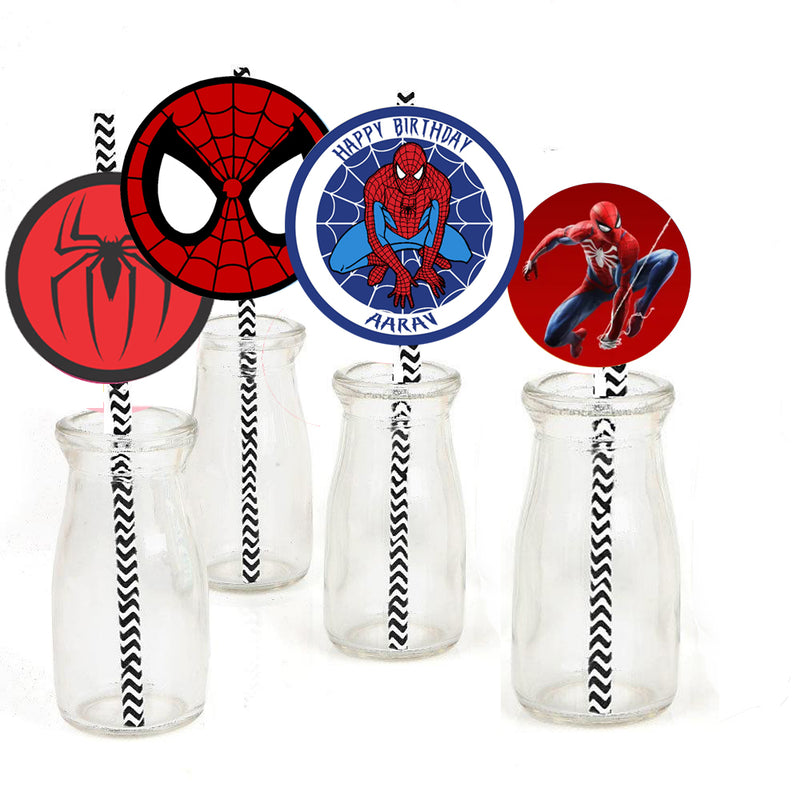 Spiderman Theme Birthday Party Straws