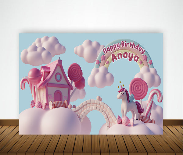 Candy Land Theme Birthday Party Backdrop