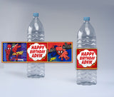 Spiderman Theme Birthday Party Water Bottle Labels