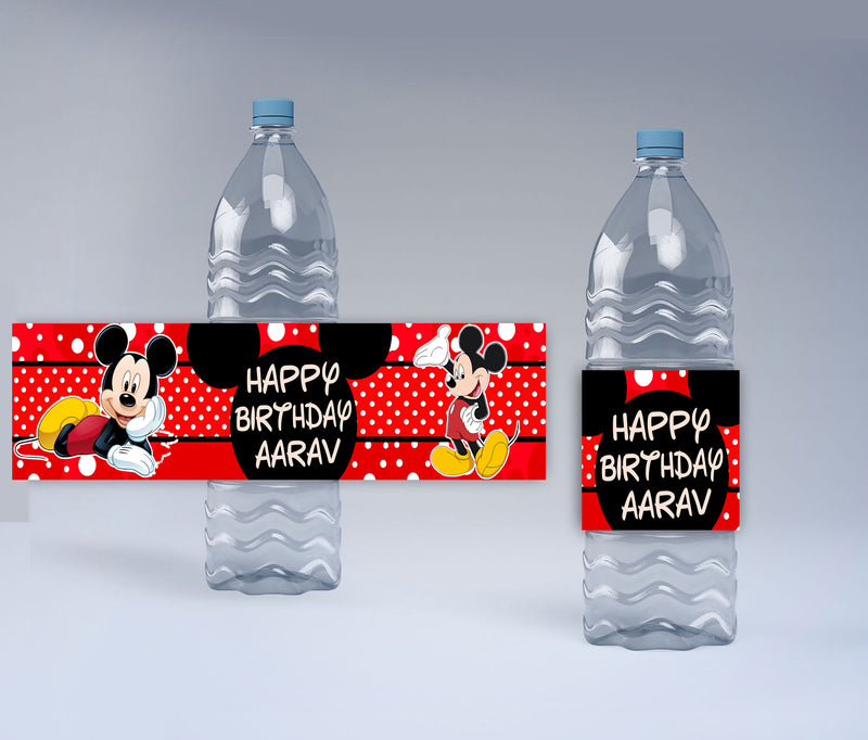 Mickey Mouse Theme Water Bottle Labels