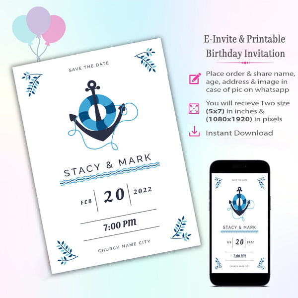 Nautical Theme Invitation for Birthday
